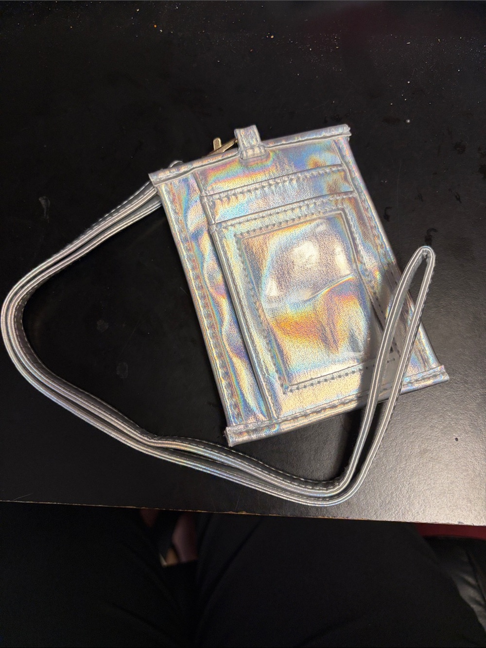 Jadelynn Brooke Holographic Silver Card Holder Crossbody
